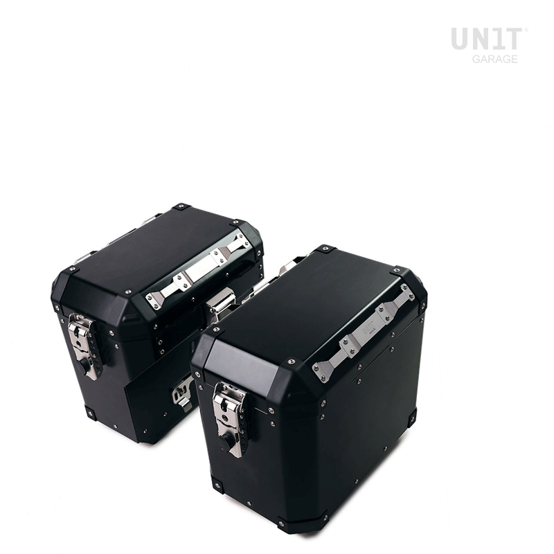 Par de bolsas de aluminio Atlas 47L + 41L con cuadros Triumph 1200 XC y XE
