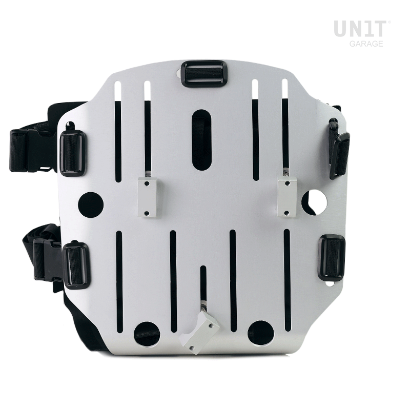 Portabolsa de aluminio con frontal ajustable de Hypalon y enganche rápido