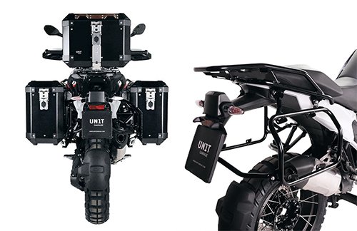 Kit marcos laterales BMW R1300GS, compatible con maletas de aluminio originales BMW R 1200 GS, R 1250 GS o con bolsas de aluminio Unit Garage modelo Atlas.