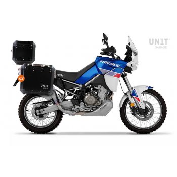 Baúl Atlas en aluminio 36L + Portaequipajes trasero con asas de pasajero Aprilia Tuareg 660