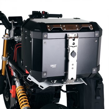 Topcase Atlas de aluminio de 36 L + portaequipajes trasero BMW CE 02 con asas para el pasajero