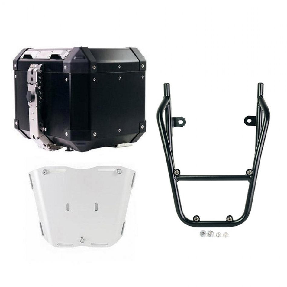 Topcase Atlas de aluminio de 36 L + portaequipajes trasero BMW CE 02 con asas para el pasajero