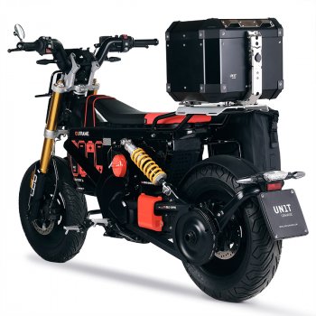 Topcase Atlas de aluminio de 36 L + portaequipajes trasero BMW CE 02 con asas para el pasajero