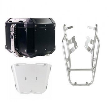 Topcase Atlas en aluminio 36L + portaequipajes trasero NineT con asas para el pasajero