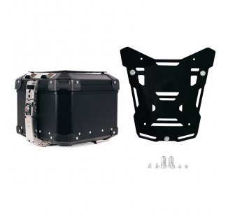 Maleta superior universal de aluminio Atlas de 44 litros + Placa superior Atlas Black para portaequipajes original BMW R1300GS