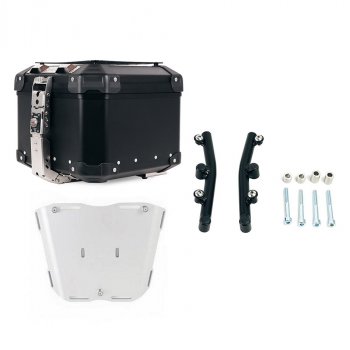 Maleta superior universal de aluminio Atlas de 44 litros + Placa Husqvarna Norden 901 para topcase Atlas con soporte