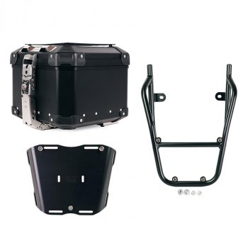 Maleta superior universal de aluminio Atlas de 44 litros + Portaequipajes BMW CE 02 con asas para el pasajero