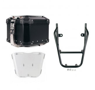 Maleta superior universal de aluminio Atlas de 44 litros + Portaequipajes BMW CE 02 con asas para el pasajero