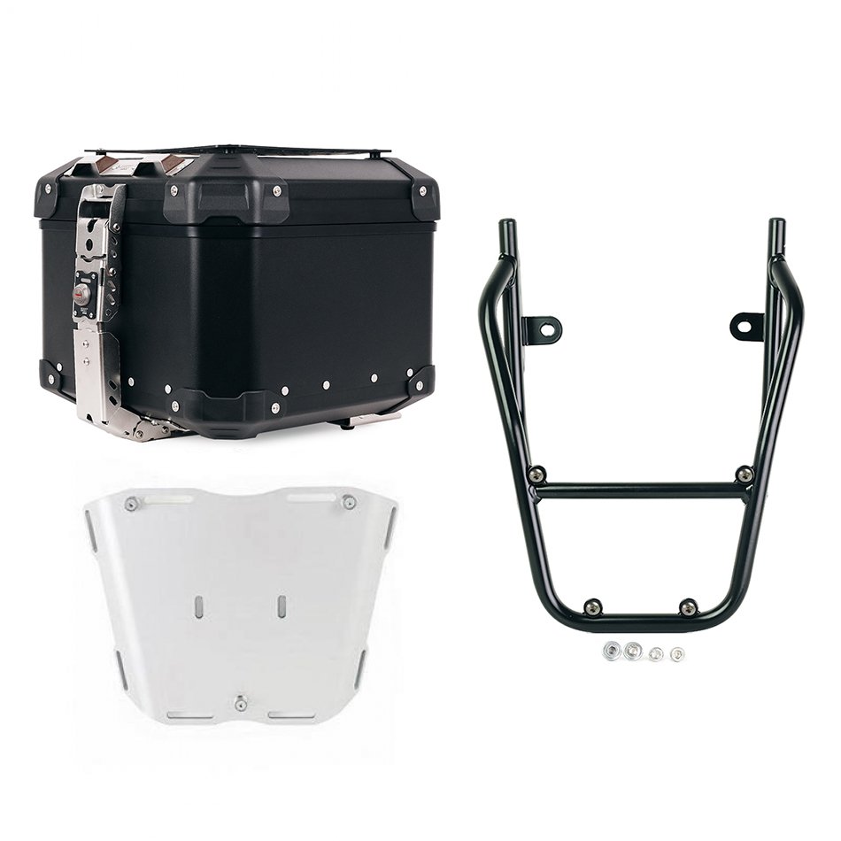 Maleta superior universal de aluminio Atlas de 44 litros + Portaequipajes BMW CE 02 con asas para el pasajero