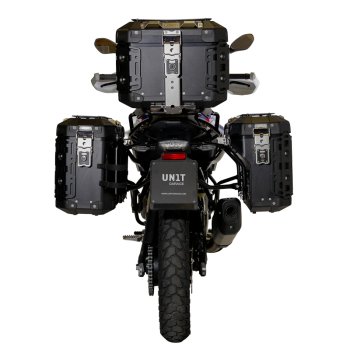 Maleta superior universal de aluminio Atlas de 44 litros + Portaequipajes BMW F450GS con asas para el pasajero