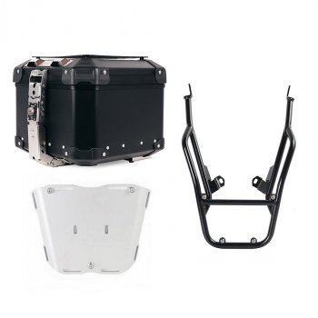 Maleta superior universal de aluminio Atlas de 44 litros + Portaequipajes con asas para pasajero BMW F900GS