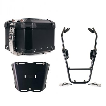 Maleta superior universal de aluminio Atlas de 44 litros + Portaequipajes BMW R12 NineT con asas para el pasajero