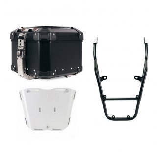 Maleta superior universal de aluminio Atlas de 44 litros + Portaequipajes Royal Enfield Bear 650 con asas para el pasajero