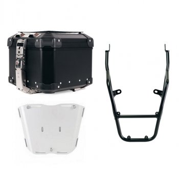 Maleta superior universal de aluminio Atlas de 44 litros + Portaequipajes Royal Enfield Bear 650 con asas para el pasajero