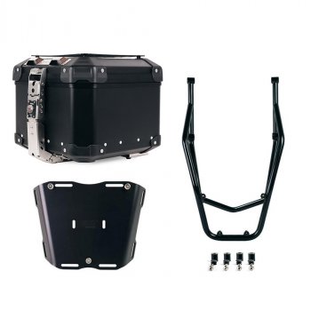 Maleta superior universal de aluminio Atlas de 44 litros + Portaequipajes trasero con asas de pasajero Ducati Desert X Negro