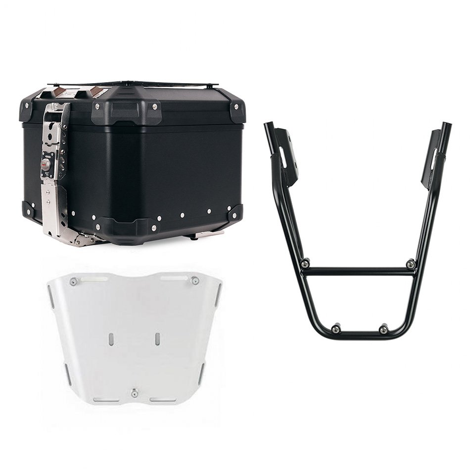 Maleta superior universal de aluminio Atlas de 44 litros + Parrilla Trasera con Asas de Pasajero Husqvarna Svartpilen 125-250-401 (2024 en adelante)
