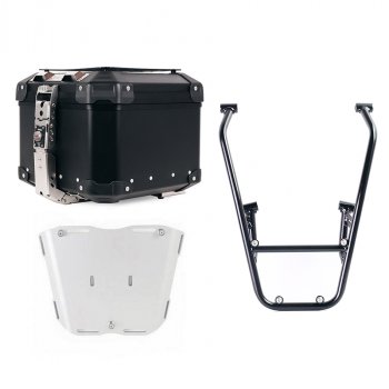 Maleta superior universal de aluminio Atlas de 44 litros + Parrilla Trasera con Asas de Pasajero Royal Enfield Himalayan 450 (2024 en adelante)