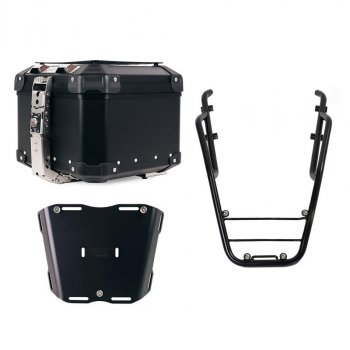 Maleta superior universal de aluminio Atlas de 44 litros + Portaequipajes trasero con asideros para pasajero Triumph Trident 660