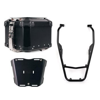 Maleta superior universal de aluminio Atlas de 44 litros + Portaequipajes trasero con agarraderas para pasajeros Yamaha Ténéré 700
