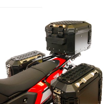 Maleta superior universal de aluminio Atlas de 44 litros + Portaequipajes trasero con agarraderas para pasajeros Yamaha Ténéré 700