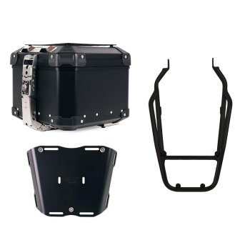 Maleta superior universal de aluminio Atlas de 44 litros + Portaequipajes trasero negro con asideros para el pasajero Triumph Scrambler 1200 X y XE.