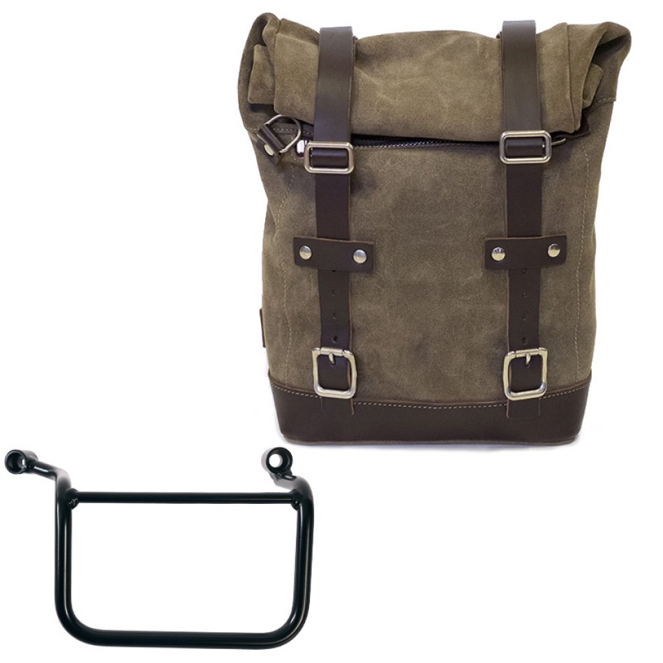 Bolsa Lateral en Piel Serraje 10L-14L + Marco Derecho Royal Enfield Guerrilla 450