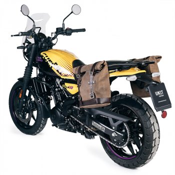 Bolsa Lateral en Piel Serraje 10L-14L + Marco Izquierdo Royal Enfield Guerrilla 450