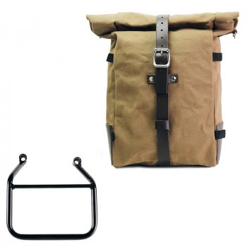Bolsa lateral Pure de lona + Cuadro Triumph Scrambler 400 X DX (Solo compatible con nuestro código de escape bajo: 4206Low)