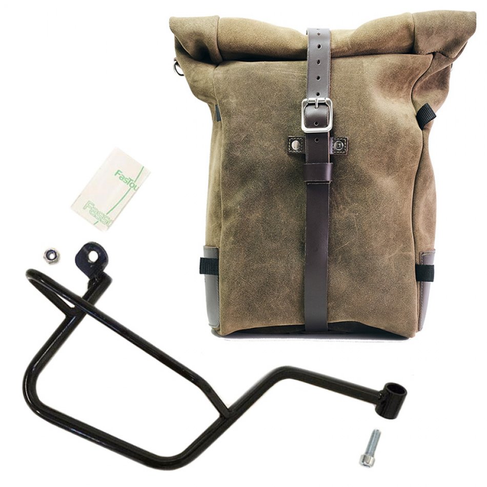 Bolso lateral Pure en piel de corteza  + Chasis Moto Guzzi V7 Derecha