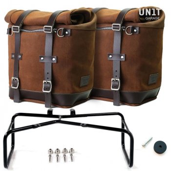 Dos bolsos laterales en piel dividida + doble marco NineT