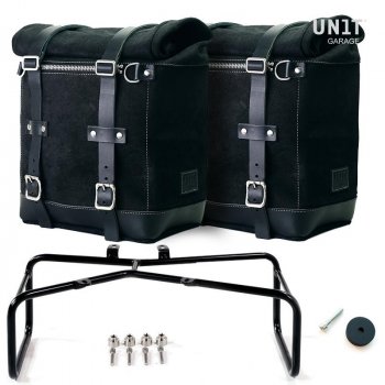 Dos bolsos laterales en piel dividida + doble marco NineT