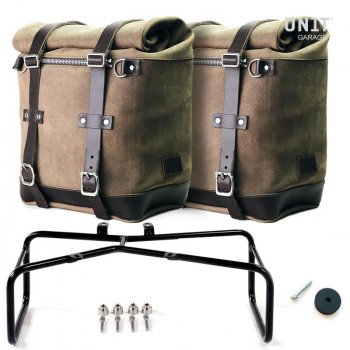 Dos bolsos laterales en piel dividida + doble marco NineT