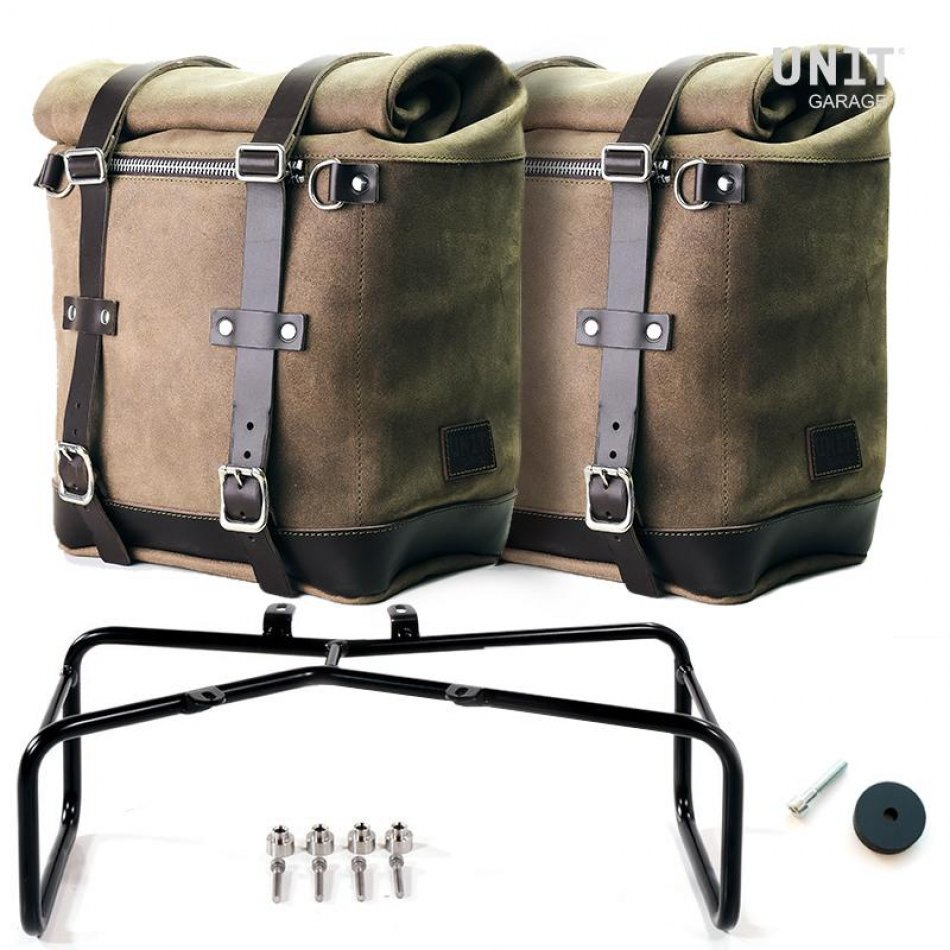 Dos bolsos laterales en piel dividida + doble marco NineT