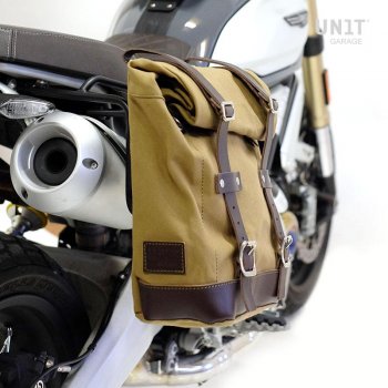 Bolso lateral de lona + Ducati Scrambler 1100 cuadro