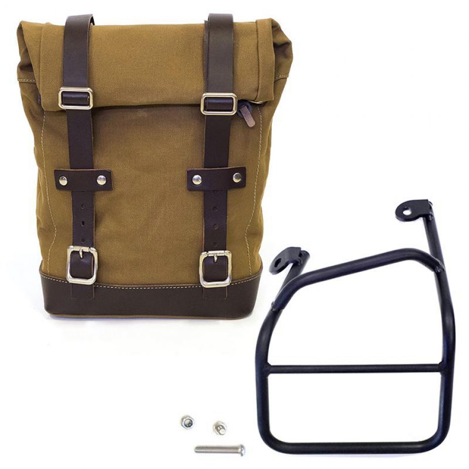 Bolso lateral de lona + Ducati Scrambler 1100 cuadro