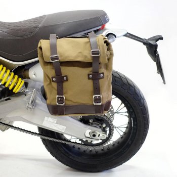 Bolso lateral de lona + Ducati Scrambler 1100 cuadro