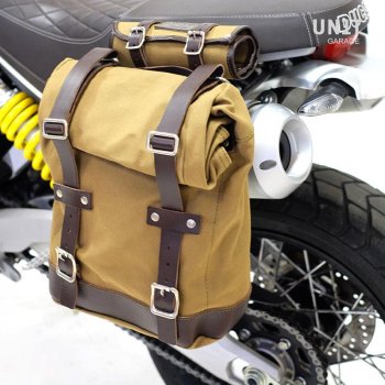 Bolso lateral de lona + Ducati Scrambler 1100 cuadro