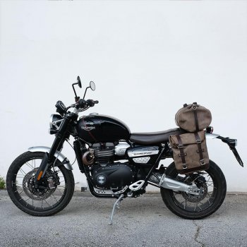 Bolsa lateral en piel dividida +marco izquierdo Triumph Scrambler 1200 XC_XE SX