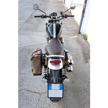 Bolsa lateral en piel dividida +marco izquierdo Triumph Scrambler 1200 XC_XE SX