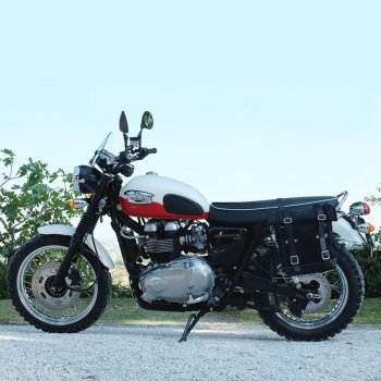 Bolsa lateral en piel dividida + armazón Triumph Scrambler 900 (2006-2017)