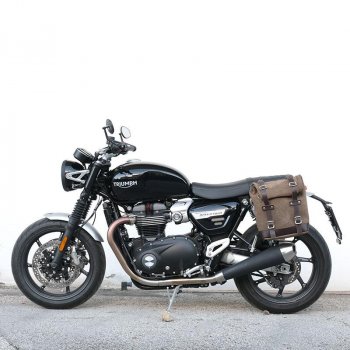 Bolsa lateral en piel dividida +marco izquierdo Triumph Speed Twin SX