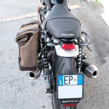 Bolsa lateral en piel dividida +marco izquierdo Triumph Speed Twin SX