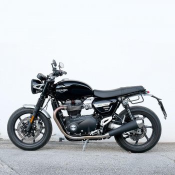 Bolsa lateral en piel dividida +marco izquierdo Triumph Speed Twin SX
