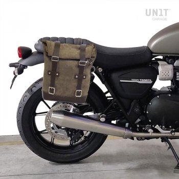 Bolso lateral dividido en cuero + cuadro Triumph Street Twin 900 DX (2016 hasta ahora)