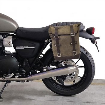 Bolso lateral dividido en cuero + armazón Triumph Street Twin 900 SX (2016 hasta ahora)