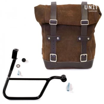 Bolsa lateral en piel dividida + marco Triumph T100-T120 DX