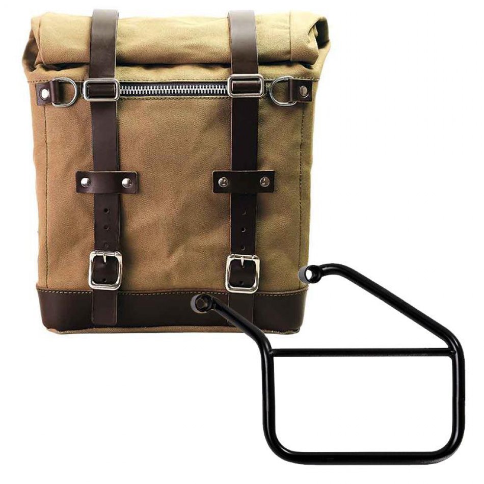 Maleta lateral Canvas + subchasis izquierdo Triumph Trident 660