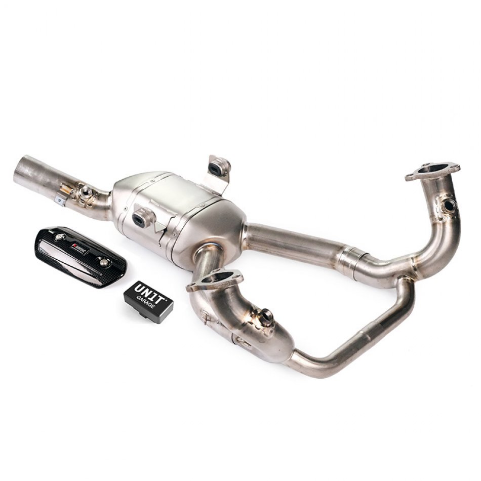 Colectores de escape Akrapovic de titanio + Silenciador de luz de advertencia del motor EURO 5+ BMW R1300GS y ADV