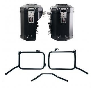 Juego de bolsas de aluminio Atlas de 39L+32L + Portaequipajes de aluminio para Royal Enfield Himalayan 450 con escape aftermarket (a partir de 2024)