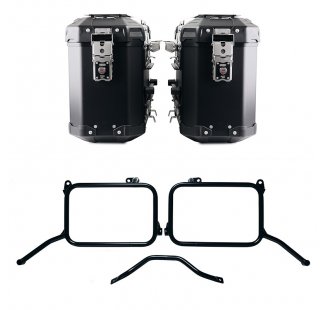 Juego de bolsas de aluminio Atlas de 39L+39L + Portaequipajes de aluminio para Royal Enfield Himalayan 450 con escape OEM (a partir de 2024)